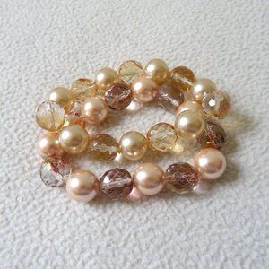 Two Faux Pearl Stretch Bracelets